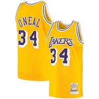 Men's Mitchell & Ness Shaquille O'Neal Gold Los Angeles Lakers 1996/97 Hardwood Classics Authentic Jersey