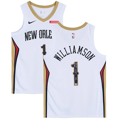 Zion Williamson New Orleans Pelicans Autographed White Nike Swingman Jersey with "2019 #1 Draft Pick" Inscription