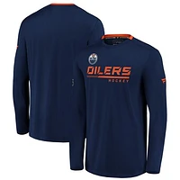 Men's Fanatics Navy Edmonton Oilers Authentic Pro Locker Room Performance Long Sleeve T-Shirt