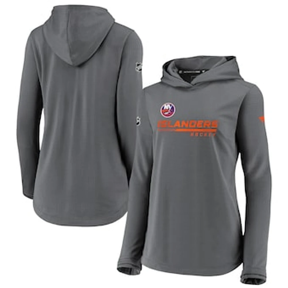 Women's Fanatics Gray New York Islanders Authentic Pro Pullover Hoodie