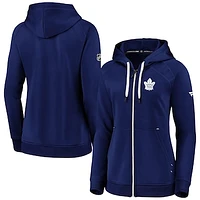 Women's Fanatics Blue Toronto Maple Leafs Authentic Pro Travel Train Raglan Full-Zip Hoodie