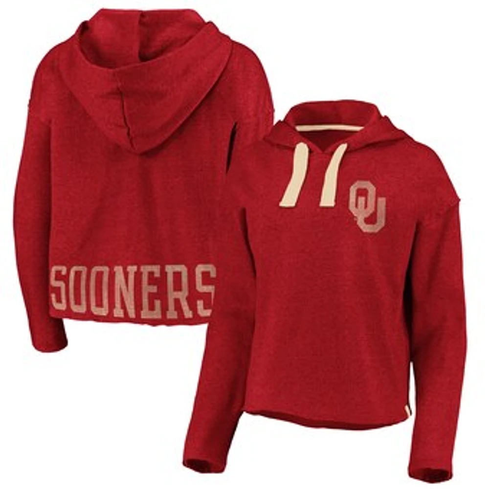 Women's Fanatics Crimson Oklahoma Sooners True Classics Cropped Pullover Hoodie