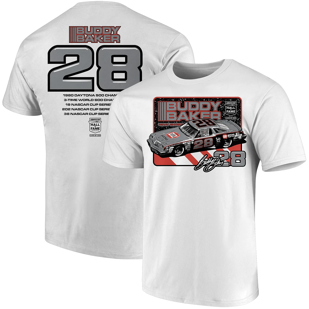 Men's White Buddy Baker NASCAR Hall of Fame Class of 2020 Inductee T-Shirt