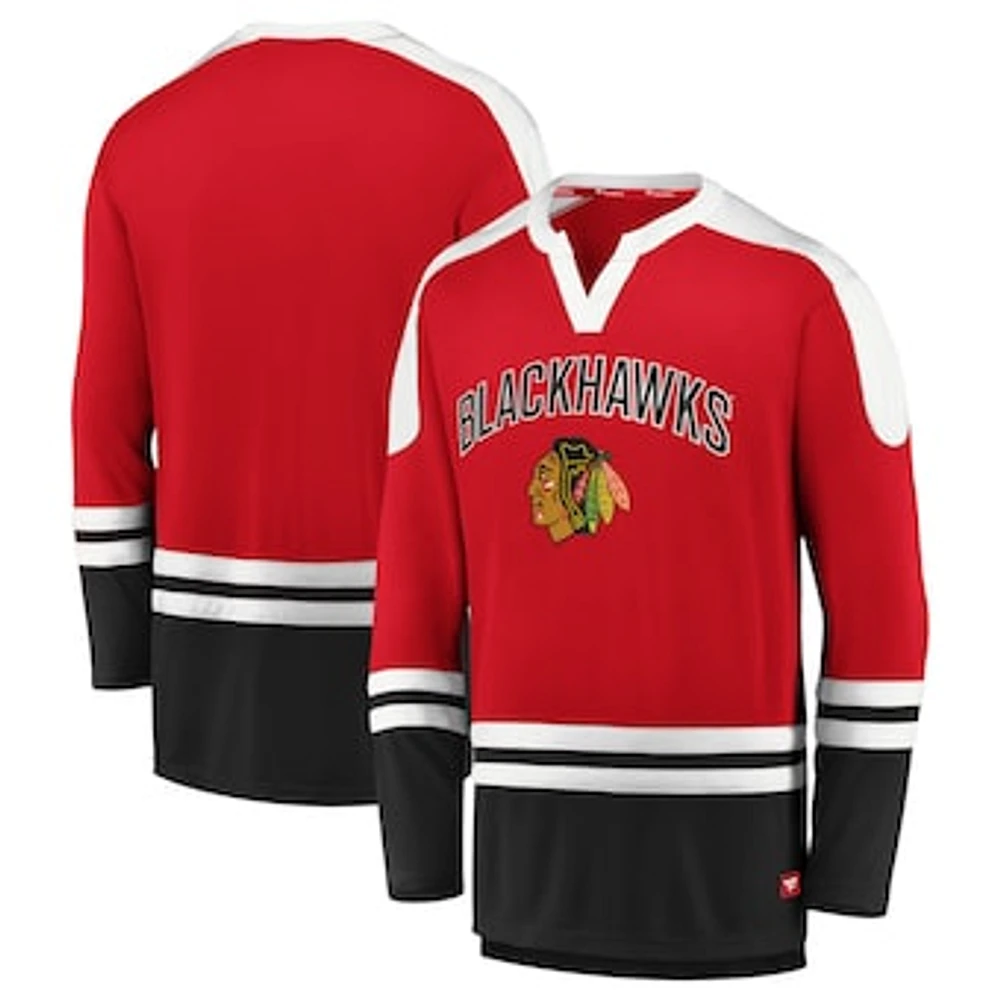 Men's Fanatics Red/Black Chicago Blackhawks Iconic Slapshot Long Sleeve T-Shirt