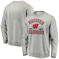 Men's Fanatics Heathered Gray Wisconsin Badgers Standard Division Pullover Sweatshirt