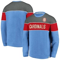 Men's Fanatics Heathered Light Blue St. Louis Cardinals True Classics Signature Blocked Fleece Pullover Sweatshirt