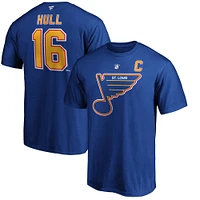 Men's Brett Hull Blue St. Louis Blues Authentic Stack Retired Player Name & Number T-Shirt