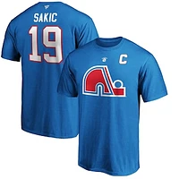 Men's Fanatics Joe Sakic Blue Quebec Nordiques Authentic Stack Retired Player Name & Number - T-Shirt