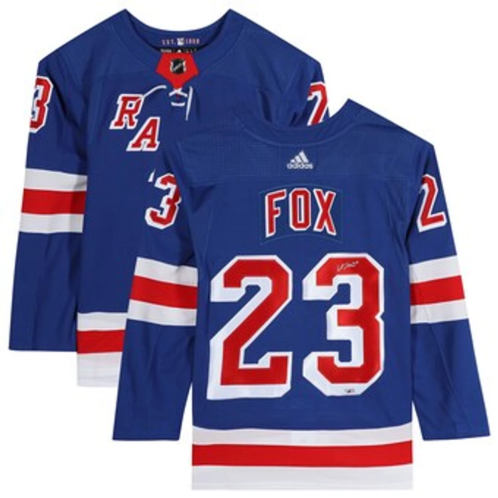 Adam Fox New York Rangers Autographed Blue Adidas Authentic Jersey