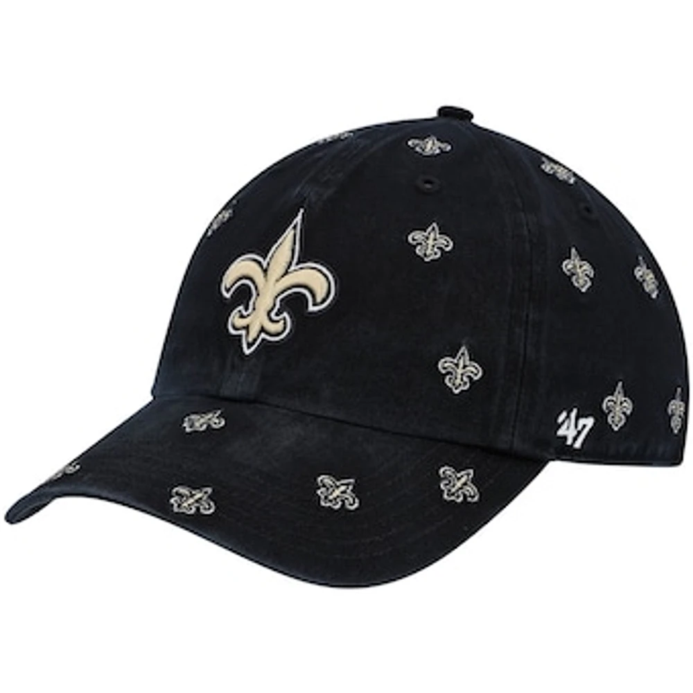 Women's '47 Black New Orleans Saints Confetti Clean Up Adjustable Hat