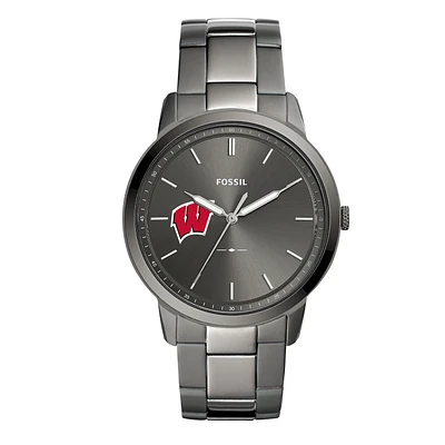 Men's Fossil Wisconsin Badgers The Minimalist Three-Hand Smoke Watch