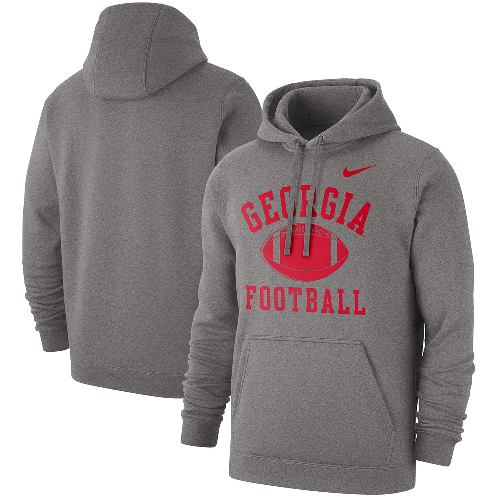 Men's Nike Heathered Gray Georgia Bulldogs Football Club Pullover Hoodie