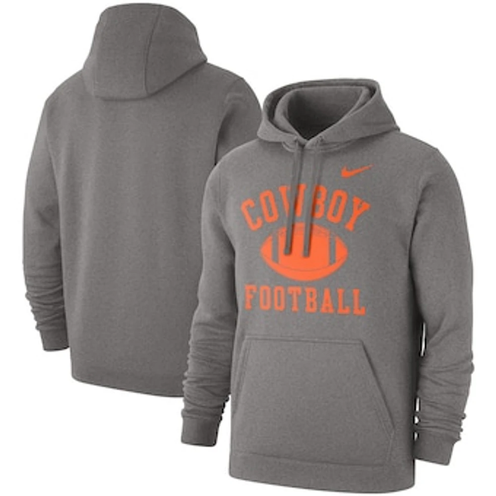 Men's Nike Heathered Gray Oklahoma State Cowboys Football Club Pullover Hoodie