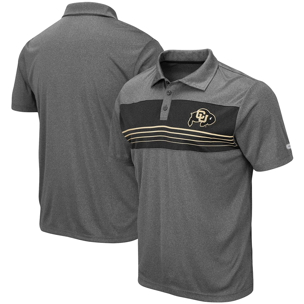 Men's Colosseum Heathered Charcoal Colorado Buffaloes Wordmark Smithers Polo