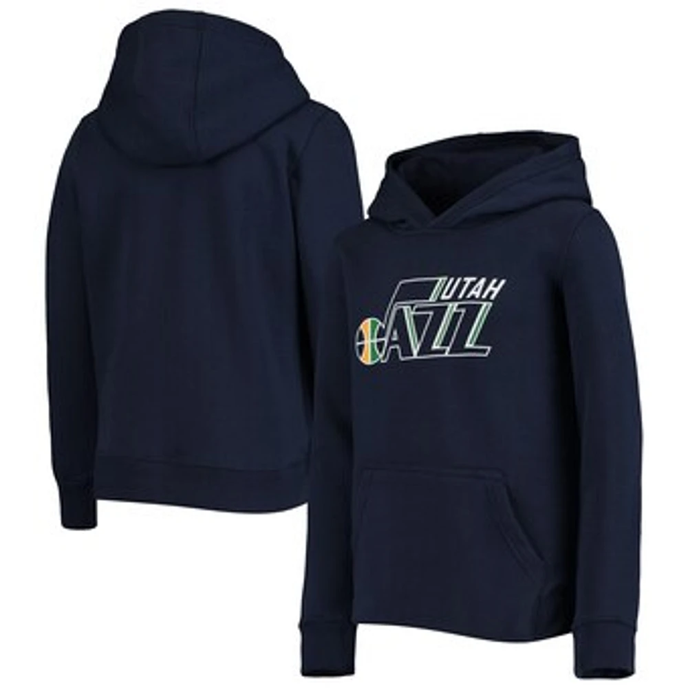 Youth Navy Utah Jazz Primary Logo Fleece Pullover Hoodie