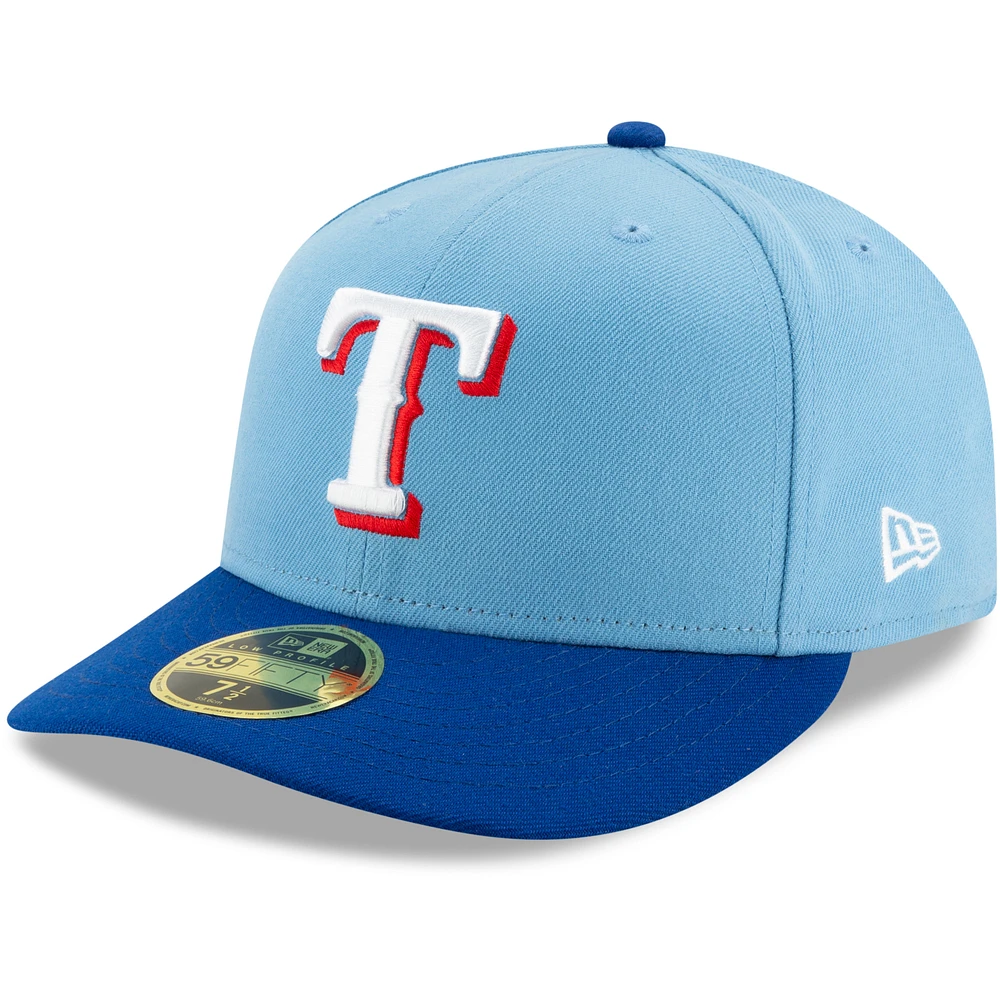 Men's New Era Light Blue/Royal Texas Rangers 2020 Alternate 2 Authentic Collection On Field Low Profile 59FIFTY Fitted Hat