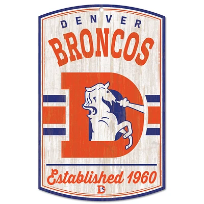 WinCraft Denver Broncos 11'' x 17'' Retro Wood Sign