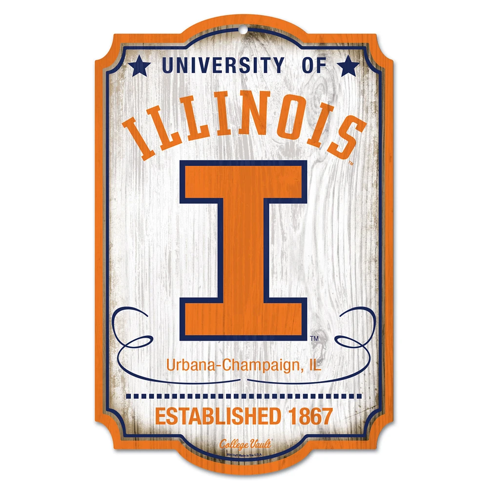 WinCraft Illinois Fighting Illini 11'' x 17'' Team Wood Sign