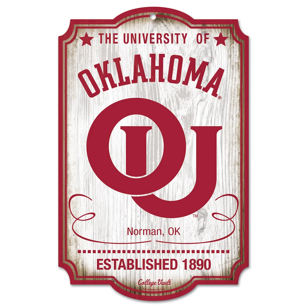 WinCraft Oklahoma Sooners 11'' x 17'' Team Wood Sign