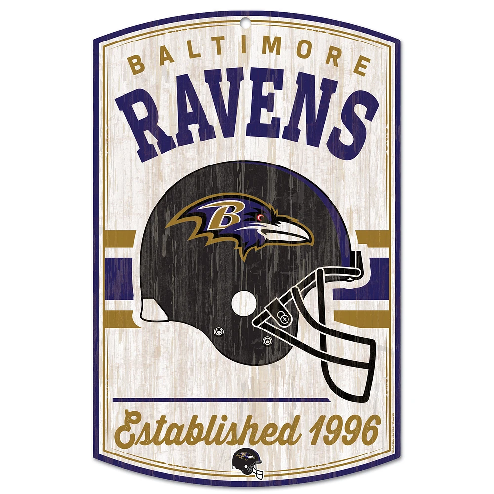 WinCraft Baltimore Ravens 11'' x 17'' Retro Wood Sign