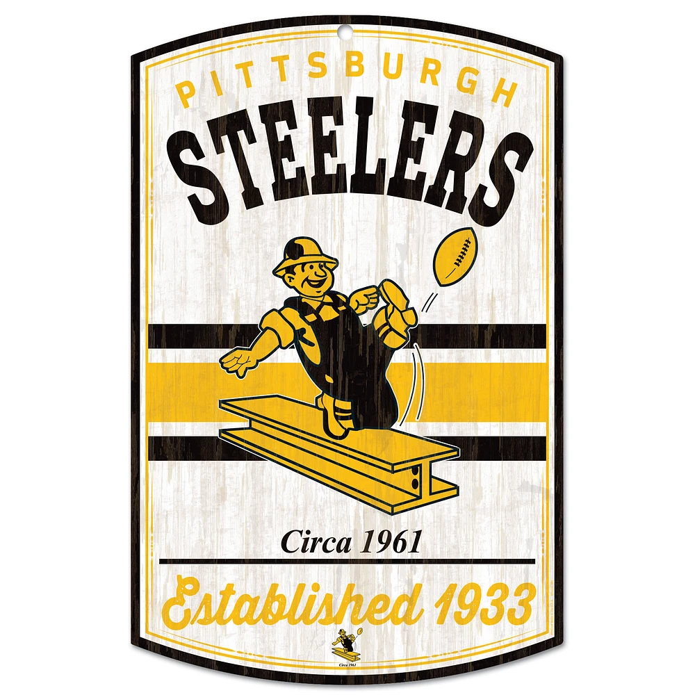 WinCraft Pittsburgh Steelers 11'' x 17'' Retro Wood Sign