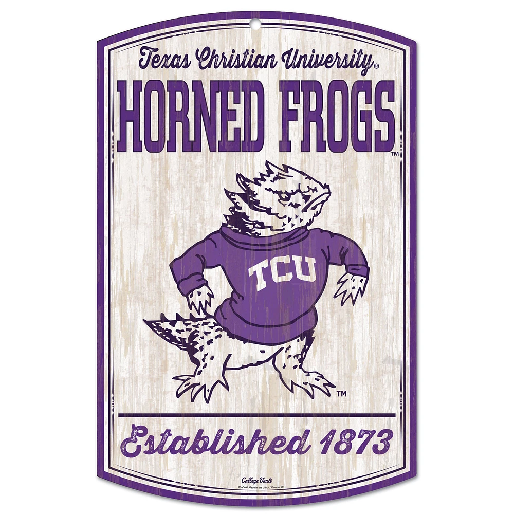WinCraft TCU Horned Frogs 11'' x 17'' Team Wood Sign