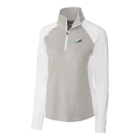 Women's Cutter & Buck White Miami Dolphins Forge Tonal Stripe Half-Zip Pullover Jacket