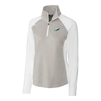 Women's Cutter & Buck White Miami Dolphins Forge Tonal Stripe Half-Zip Pullover Jacket