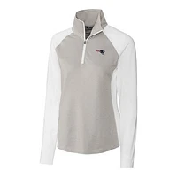 Women's Cutter & Buck White New England Patriots Forge Tonal Stripe Half-Zip Pullover Jacket
