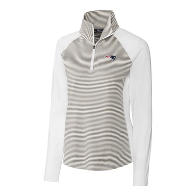 Women's Cutter & Buck White New England Patriots Forge Tonal Stripe Half-Zip Pullover Jacket