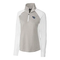 Women's Cutter & Buck White Tennessee Titans Forge Tonal Stripe Half-Zip Pullover Jacket
