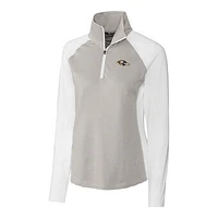 Women's Cutter & Buck White Baltimore Ravens Forge Tonal Stripe Half-Zip Pullover Jacket