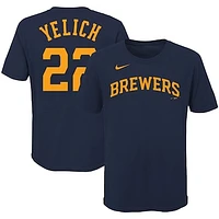 Youth Nike Christian Yelich Navy Milwaukee Brewers Player Name & Number T-Shirt