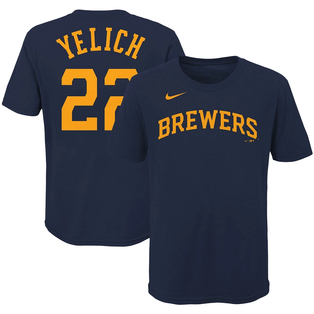 Youth Nike Christian Yelich Navy Milwaukee Brewers Player Name & Number