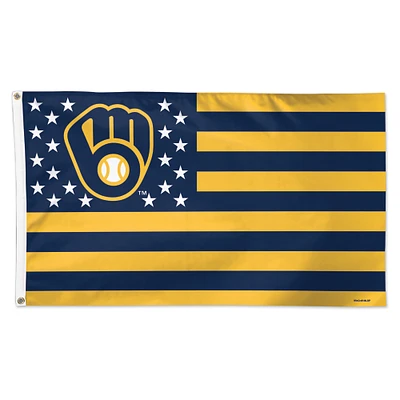 WinCraft Milwaukee Brewers 3' x 5' Americana Stars & Stripes Deluxe Flag