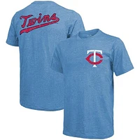 Men's Majestic Threads Light Blue Minnesota Twins Throwback Logo Tri-Blend T-Shirt