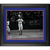 Carlton Fisk Boston Red Sox Framed Autographed 16" x 20" Watching HR Photograph with "Stay Fair! Stay Fair!" Inscription