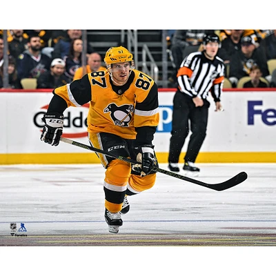 Sidney Crosby Pittsburgh Penguins Unsigned Gold Alternate Jersey Celebration Photograph