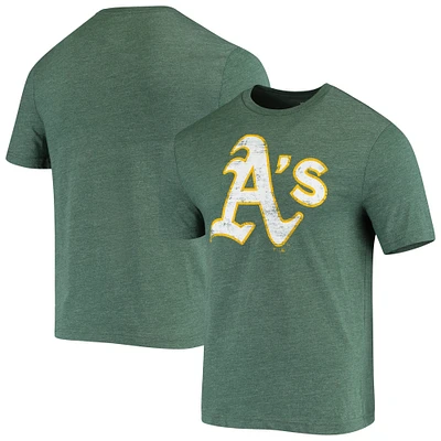 Men's Fanatics Green Oakland Athletics Weathered Official Logo Tri-Blend T-Shirt