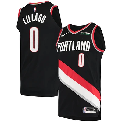 Men's Nike Damian Lillard Black Portland Trail Blazers Authentic Jersey - Icon Edition