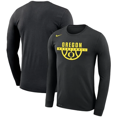 Men's Nike Black Oregon Ducks Basketball Drop Legend Long Sleeve Performance T-Shirt