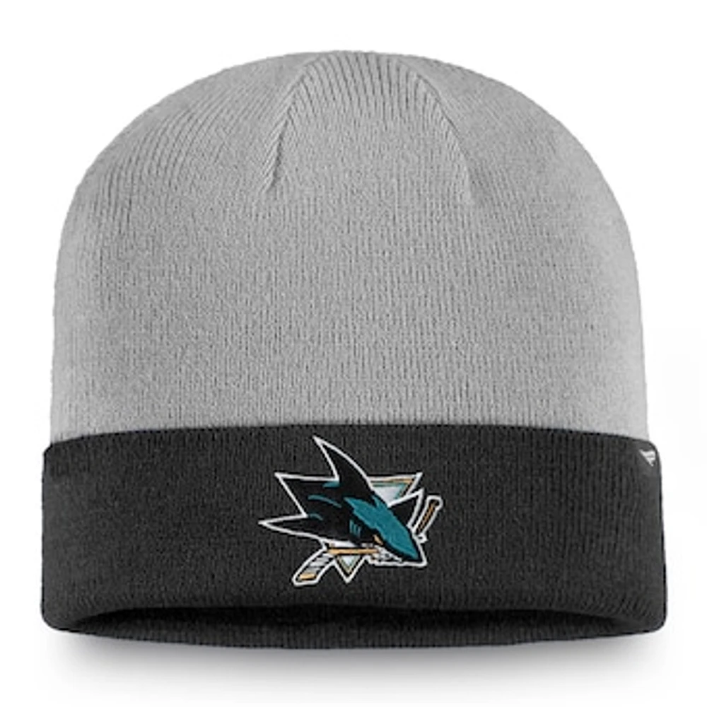 Men's Fanatics Gray/Black San Jose Sharks Cuffed Knit Hat