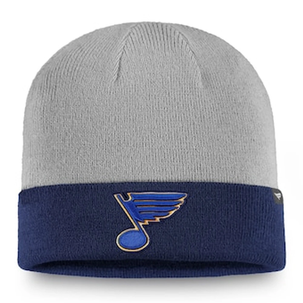 Men's Fanatics Gray/Navy St. Louis Blues Cuffed Knit Hat