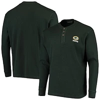 Men's Dunbrooke Green Bay Packers Logo Maverick Thermal Henley Long Sleeve T-Shirt