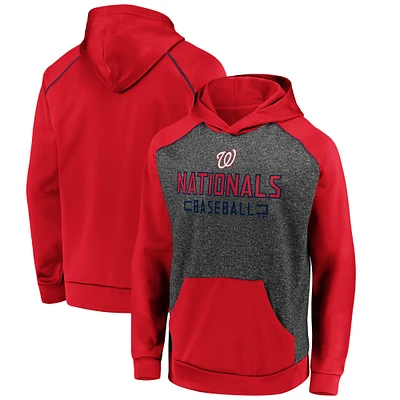 Men's Fanatics Charcoal/Red Washington Nationals Game Day Ready Raglan Pullover Hoodie