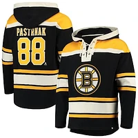 Men's '47 David Pastrnak Black Boston Bruins Player Lacer Pullover Hoodie