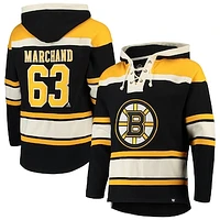 Men's '47 Brad Marchand Black Boston Bruins Player Lacer Pullover Hoodie