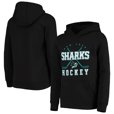 Youth Black San Jose Sharks Digital Fleece Pullover Hoodie