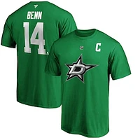 Men's Jamie Benn Kelly Green Dallas Stars Authentic Stack Name & Number T-Shirt