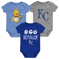 Infant Royal/Light Blue/Gray Kansas City Royals Born To Win 3-Pack Bodysuit Set